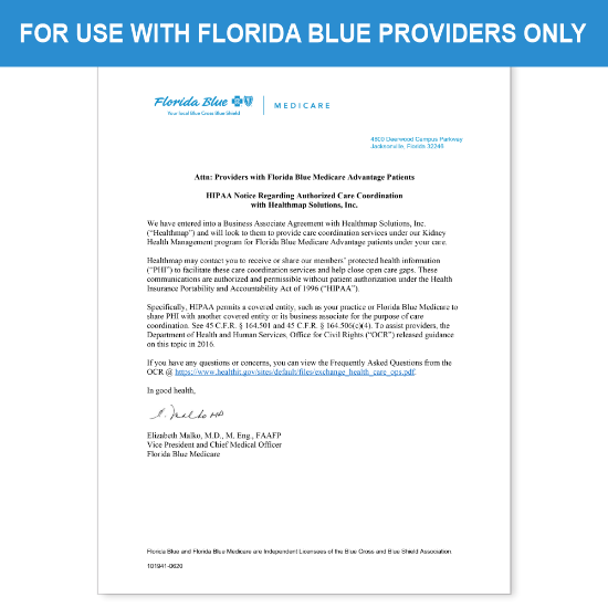 Picture of Florida Blue Introduction HIPAA Consent Letter
