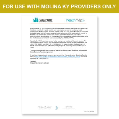 Picture of Molina KY Introduction HIPAA Consent Letter