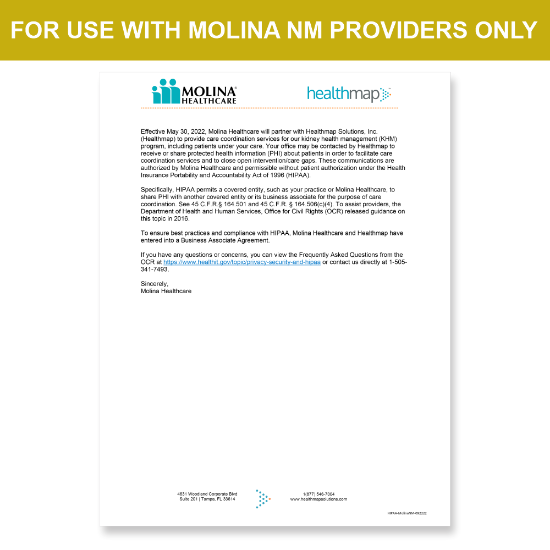 Picture of Molina NM Introduction HIPAA Consent Letter