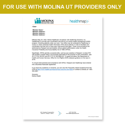 Picture of Molina UT Introduction HIPAA Consent Letter