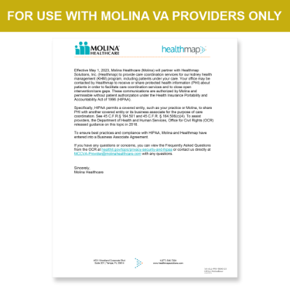 Picture of Molina VA Introduction HIPAA Consent Letter
