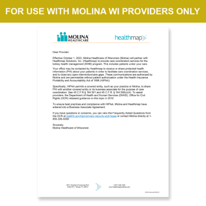 Picture of Molina WI Introduction HIPAA Consent Letter