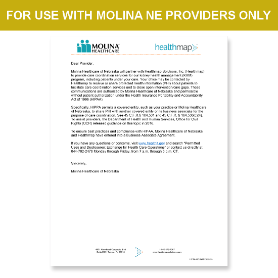 Picture of Molina NE Introduction HIPAA Consent Letter 