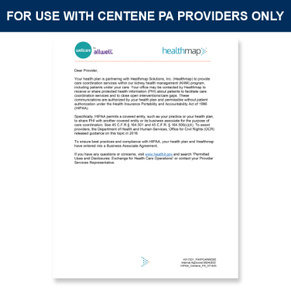 Picture of Centene PA HIPAA Letter