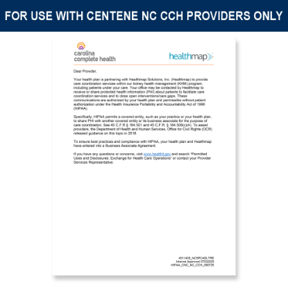 Picture of Centene NC Medicaid HIPAA Letter