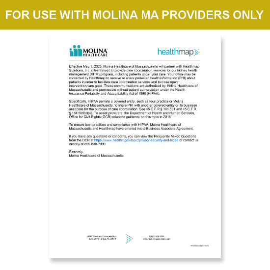 Picture of Molina MA Introduction HIPAA Consent Letter