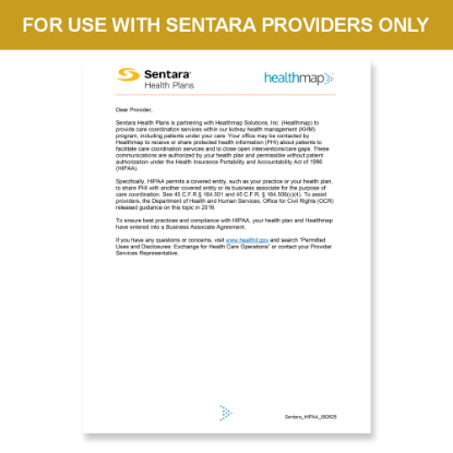 Picture of Sentara Provider HIPAA Letter