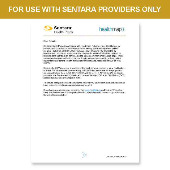 Picture of Sentara Provider HIPAA Letter
